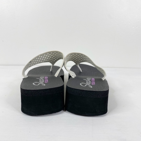 Skechers Yoga Foam White Rhinestone Platform Flip Flop Sandals Sz 9 - Picture 10 of 12